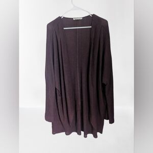 Chic Soul Women's Open Front Waffle Knit Cardigan - Dark Purple- 1X
